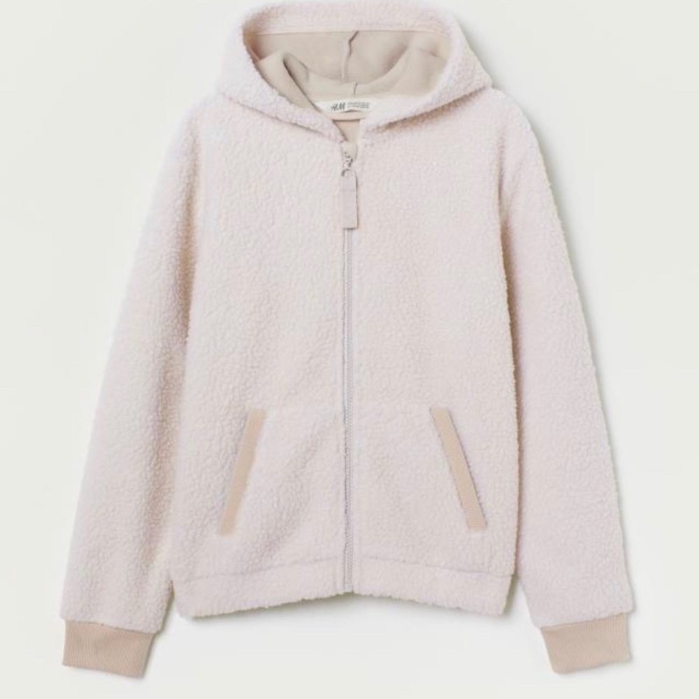 H&M girls faux shearling jacket 8-10 years